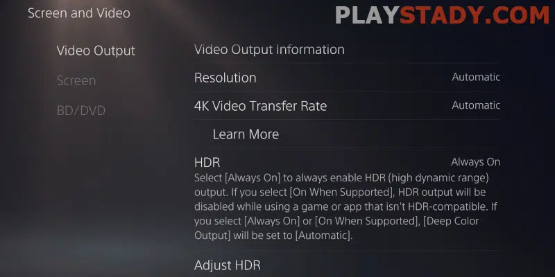 Settings for Better Image Quality (4K and HDR) PS5