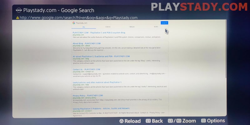 how to access google search on ps5